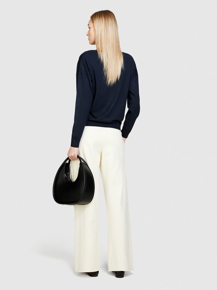 Boat neck sweater - women's boat neck sweaters - Dark Blue | Sisley image number 3